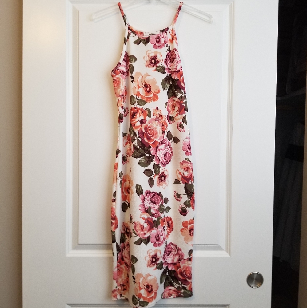 Say Anything High-Neck Floral Bodycon Dress